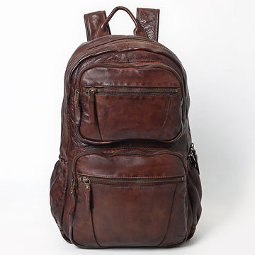 Spaghetti Western Swc414Brn Backpack Vintage Handmade Drum Dyed Genuine European Cowhide Leather Women Bag Western Handbag Purse